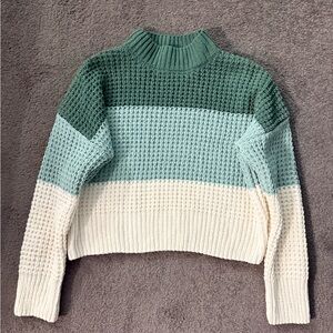 Pink Rose Green and Cream Sweater
